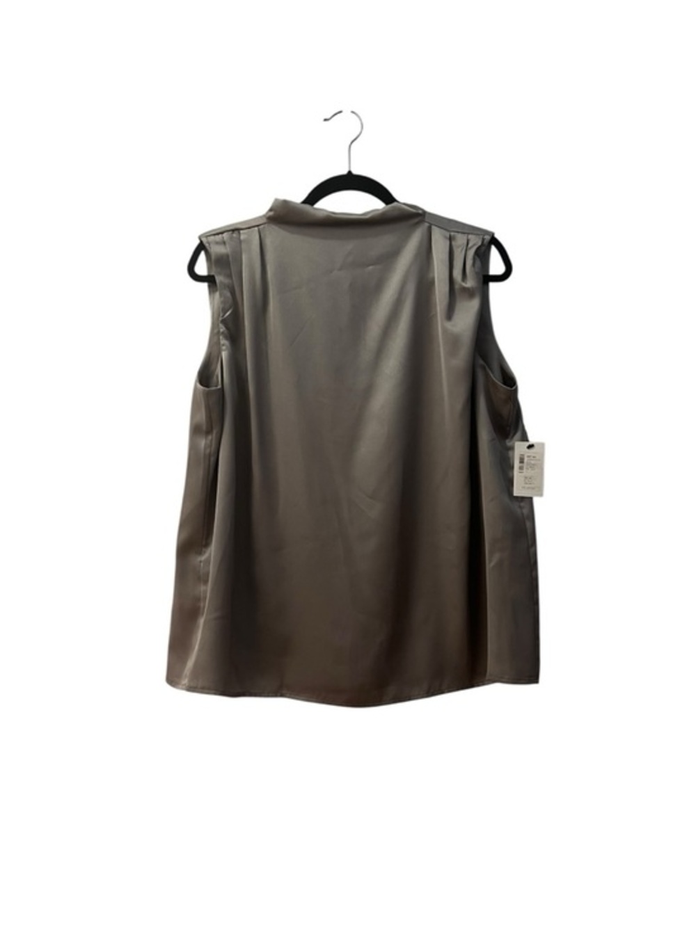 NWT Calvin Klein Elegant High Neck Sleeveless Satiny Shell Top, Pearl Gray